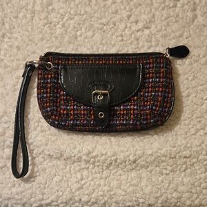 Multicolor Tweed Wristlet Clutch